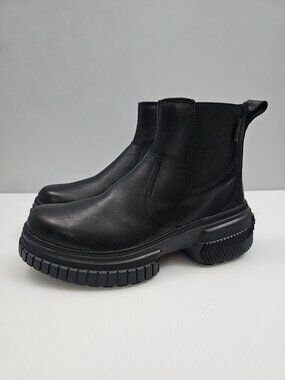 Sorel Ona Ave Chelsea Ankle Boot 7.5 Black Leather Waterproof Lug Sole NEW